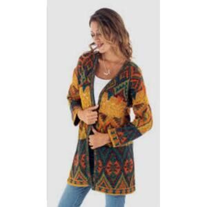 Womens Novica Chevere Art Knit Baby Alpaca Blend Cardigan Sweater Small